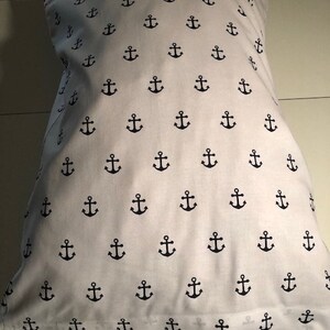 Handmade White with Navy Blue Anchor cotton Pillow Case/Cover image 2