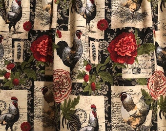 Handmade Flower,Chicken and Rooster Valance ,42 x 15 inches   (W)