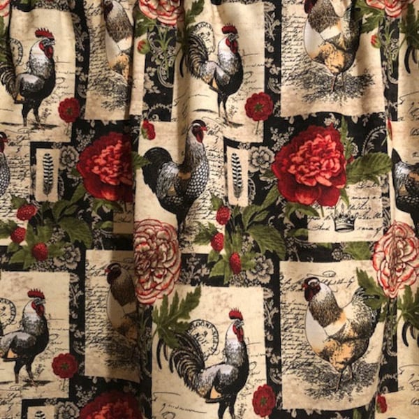 Handmade Flower,Chicken and Rooster Valance ,41 x 15 inches   (W)