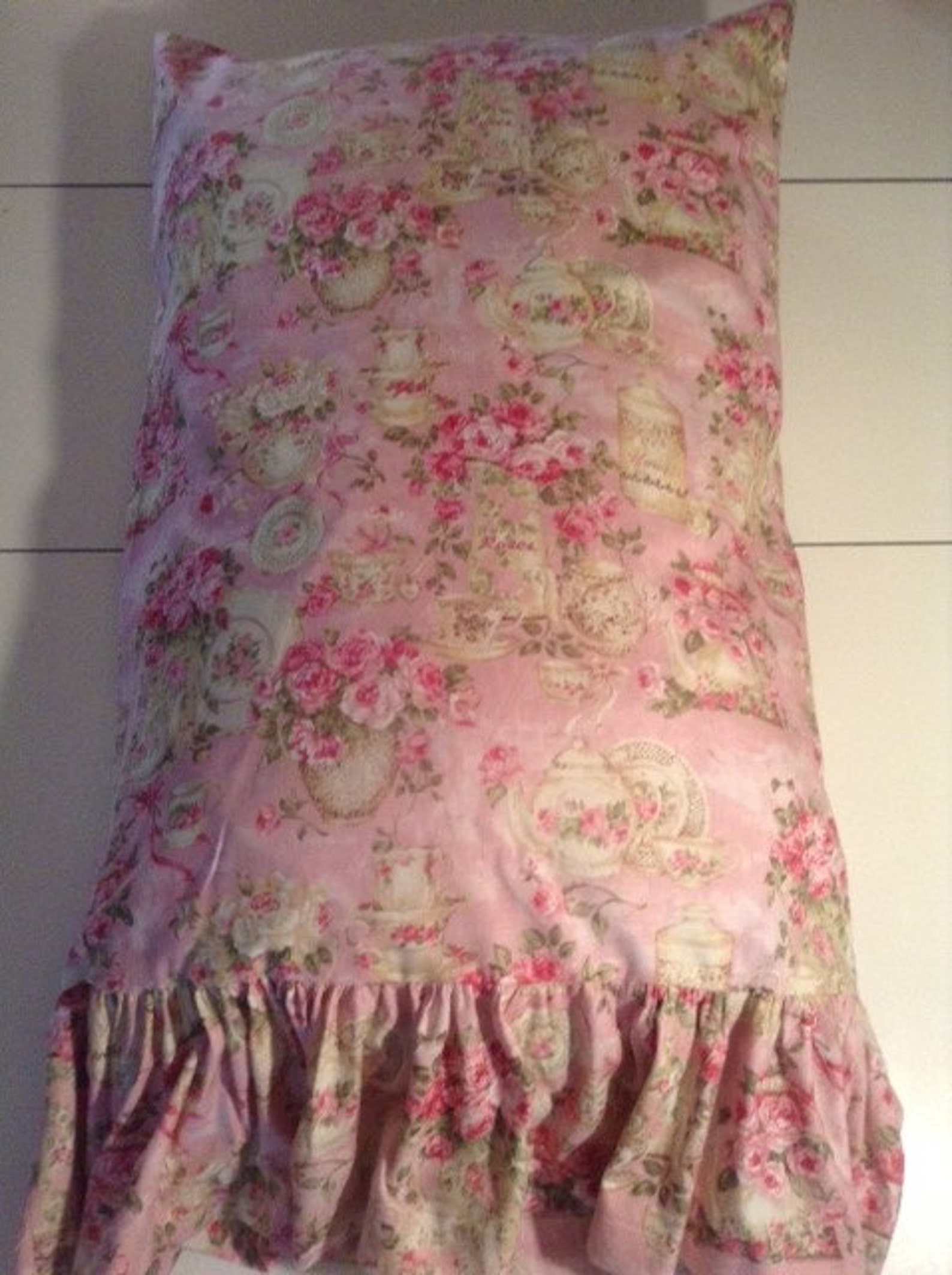 Pink Floral Shabby Chic pillow Case / Cover With Ruffle or Etsy Canada