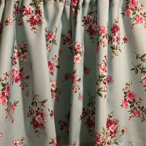 Saia floral turquesa feita à mão, 41 x 15 polegadas