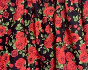 Handmade Red Rose Valance,42 x 15 inches