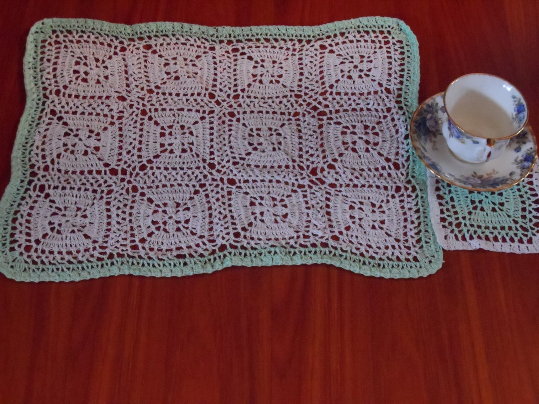 Vintage Crochet Placemat and Coaster,pdf Pattern,instant Download Etsy