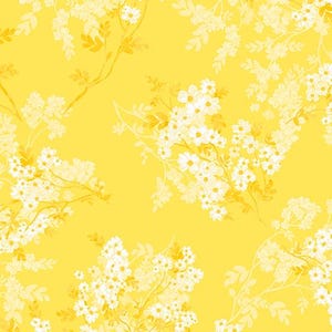 Benartex Wild Flower Yellow Cotton Fabric by the Yard, 1/2 yd