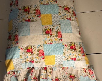 Shabby Chic Patchwork Print Pillow Case with or without Ruffle