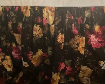 Black Floral Ruffled/ Gathered Bed Skirt