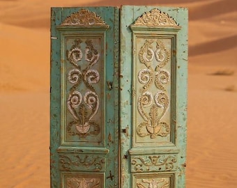 Puerta de madera tallada de estilo islámico vintage – Decoración de pared de estilo árabe, entrada principal (284 x 150 cm)