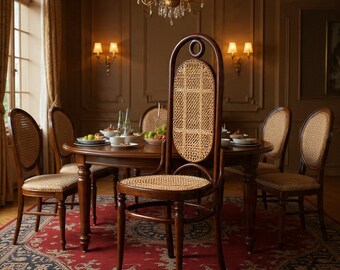 Handmade beech cane chair – vintage style dining chair – thonet seat & back