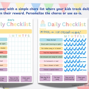 Lista de tarefas diárias para crianças, rastreador de responsabilidades, criador de bons hábitos, planejador de rotina familiar