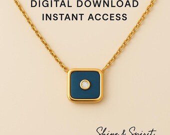 Minimalistiskt konsttryck med onda ögonhalsband | Moderna guldsmycken (digital nedladdning)