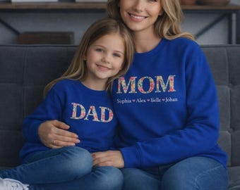 Blommig MAMMA-tröja med namn | Personlig Mors dag-tröja