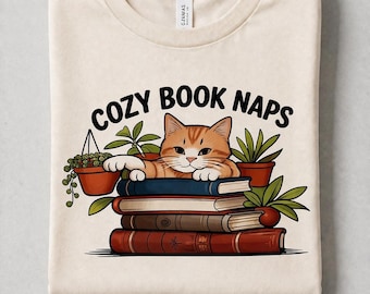 Mysiga boklurar kattälskare läsartröja PNG (presentväska ingår)