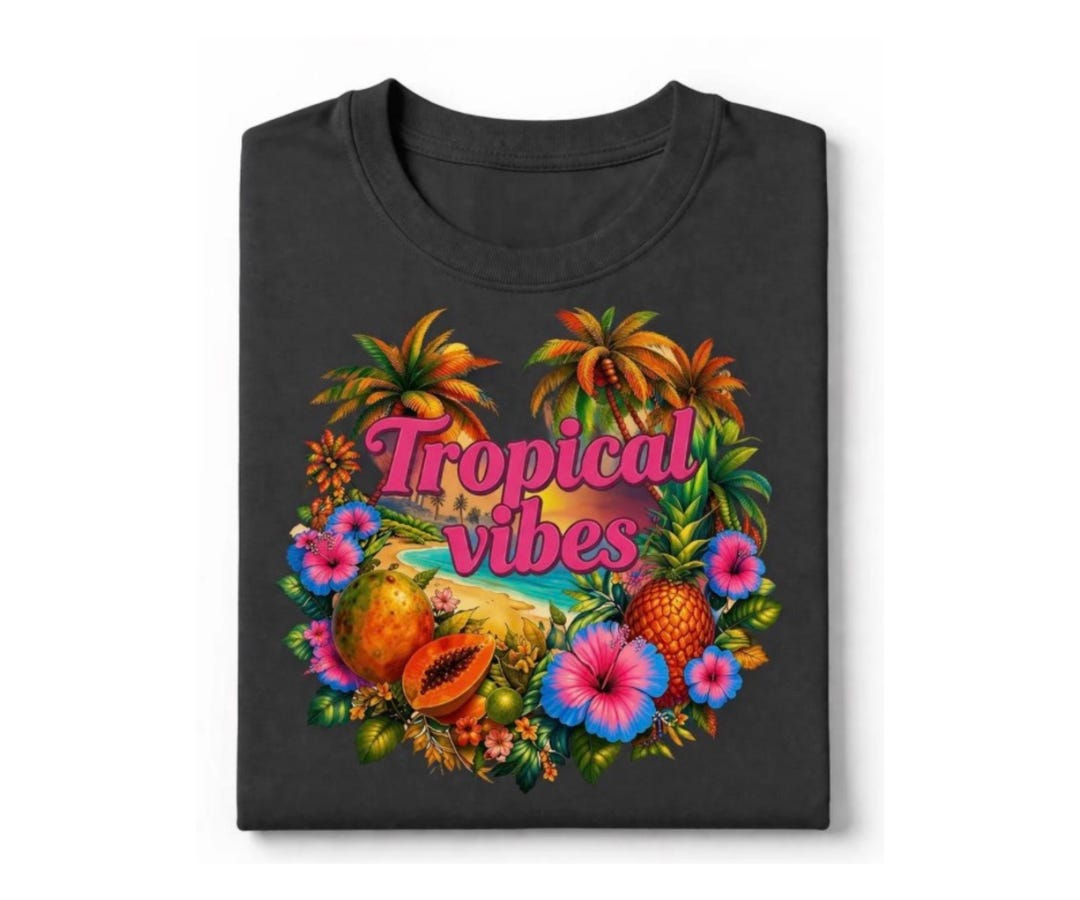 Tropical Vibes PNG | Beach Vacation Summer Shirt Design(gift Bag PNG ...