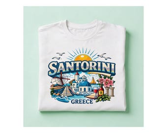 Anpassad Santorini unisex-tröja PNG | Grekland resedesign (muggpresent PNG)