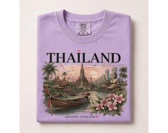 Thailand Tempelbåt Solnedgång Resesouvenir PNG (digital nedladdning av muggpresent PNG)