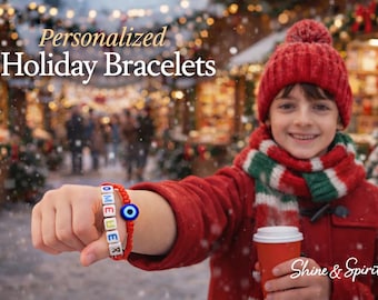 Personligt namnarmband för barn: Röd sträng, onda ögat-berlock