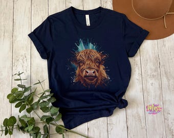 Highland Cow Shirt - Farm Animal Graphic Tee Sweatshirt Hoodie - Rustic Cow Art