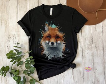 Fox Graphic Shirt - Woodland Fox Art Tee Sweatshirt Hoodie - Forest Animal Apparel