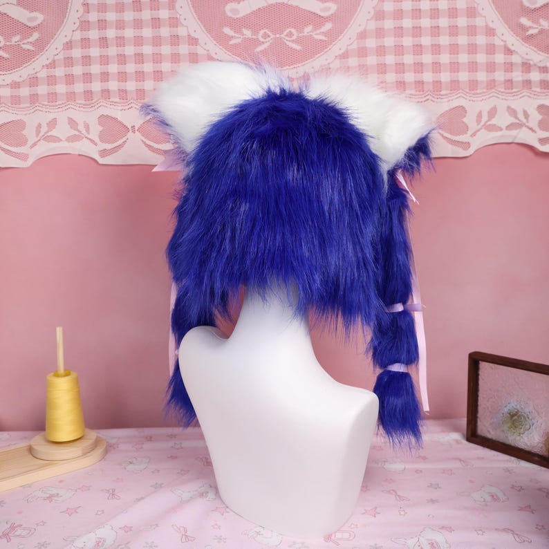 Kigurumi Blue Bunny Fursuit Head and Paws Handmade Cosplay Mask With ...