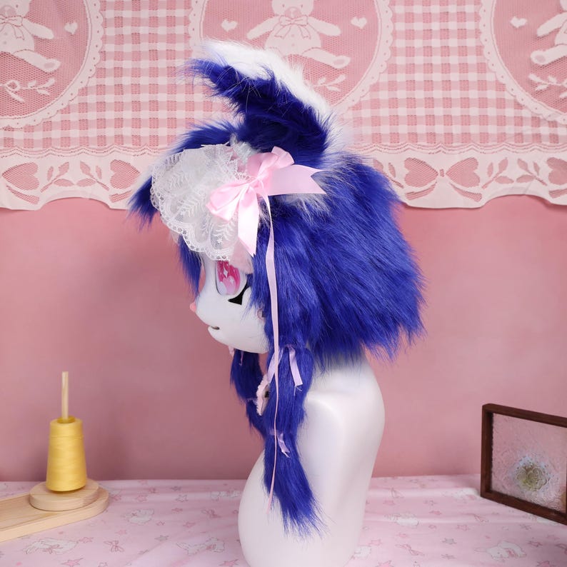 Kigurumi Blue Bunny Fursuit Head and Paws Handmade Cosplay Mask With ...
