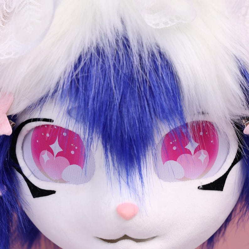 Kigurumi Blue Bunny Fursuit Head and Paws Handmade Cosplay Mask With ...