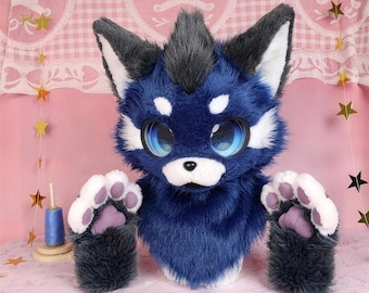 Fluffy Pink Two-Tone Hybrid Fox Fursuit Head Japanese American Moody Eye Cosplay Roleplay Gift