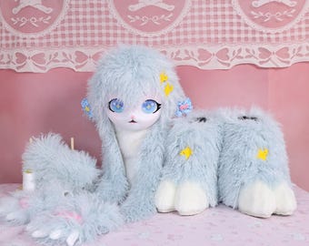 Kigurumi de oveja, cabeza, patas y pies de fursuit, máscara esponjosa azul menta, disfraz de cosplay hecho a mano, furry, kit de fursona kawaii de animal personalizado, regalo