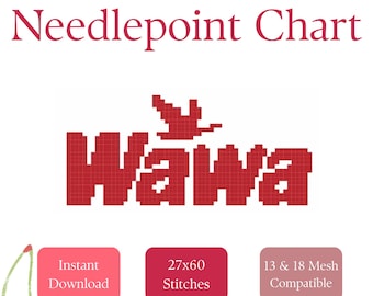 Wawa Needlepoint Stitch Chart | Funny Needlepoint Beginner Digital PDF Instant Download