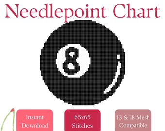 8 Ball Needlepoint Stitch Chart | Beginner DIY Stitch Pattern (PDF Download)