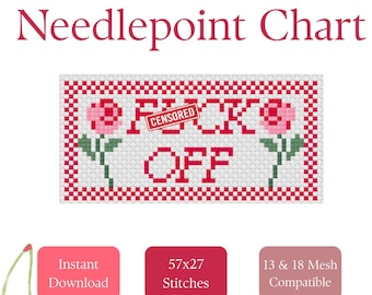 F OFF Needlepoint Stitch Chart | Funny Beginner Needlepoint Pattern (PDF Download)