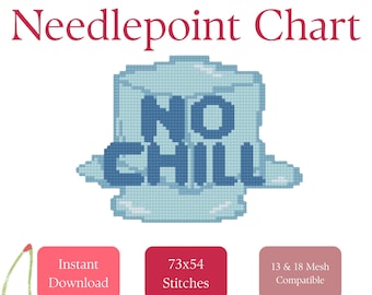 No Chill Melting Ice Needlepoint Stitch Chart | Funny Beginner DIY Stitch Pattern (PDF Download)