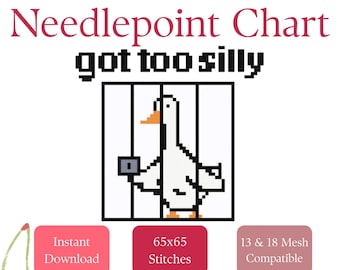 Silly Goose Needlepoint Stitch Chart | Funny  Beginner DIY Stitch Pattern (PDF Download)