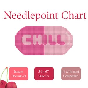 Chill Pill Needlepoint Chart | Funny Beginner DIY Stitch Pattern PDF Download