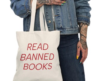 Read Banned Books tote bag | Natural canvas book lover tote