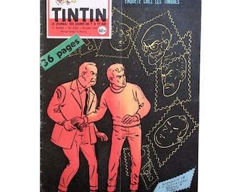 vintage Tintin Magazine n° 556, juin 1959 Couverture Ric Hochet Noir