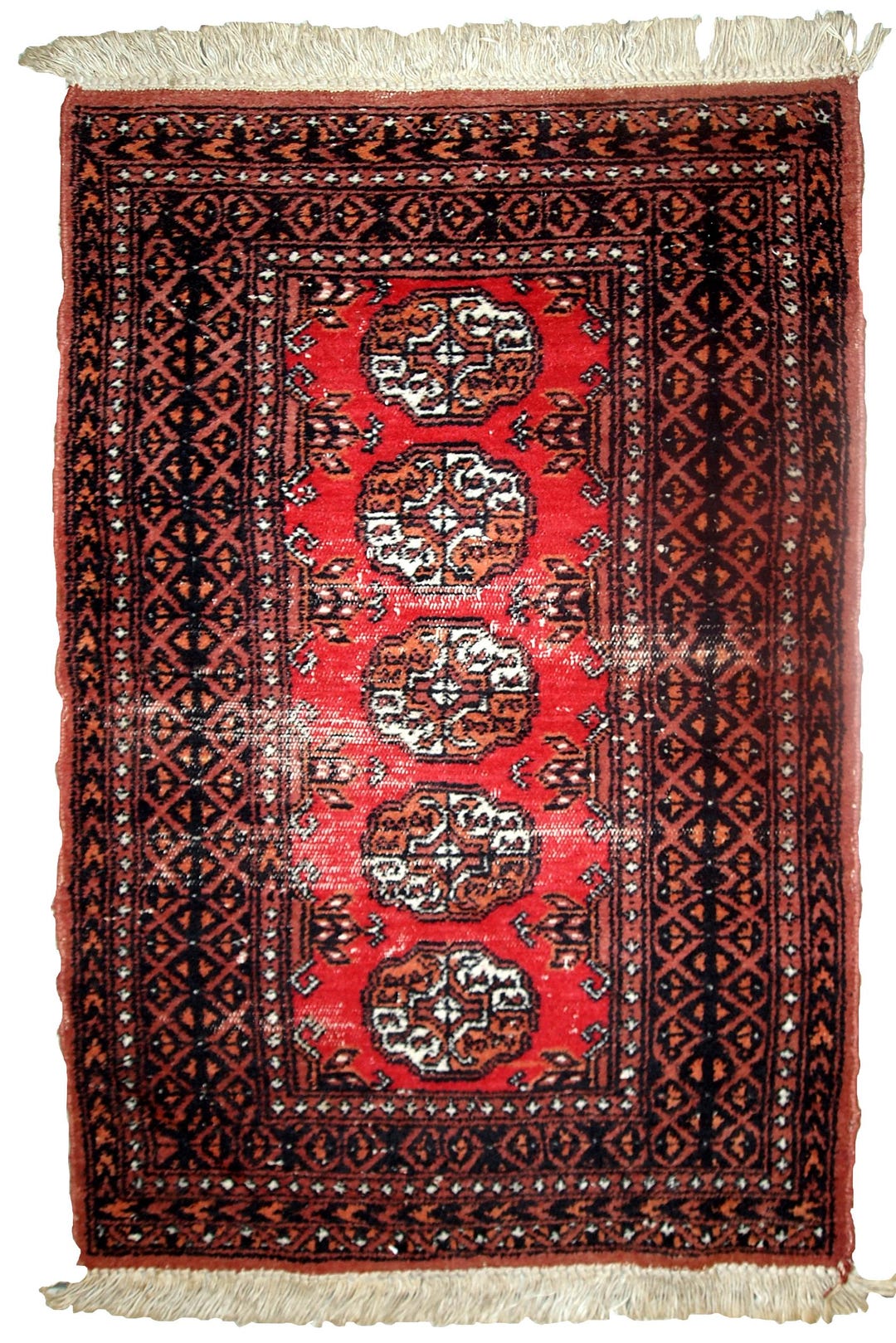 Vintage Handmade Pakistani Lahore Distressed Rug 2.4' X 3.9' | Red Wool ...