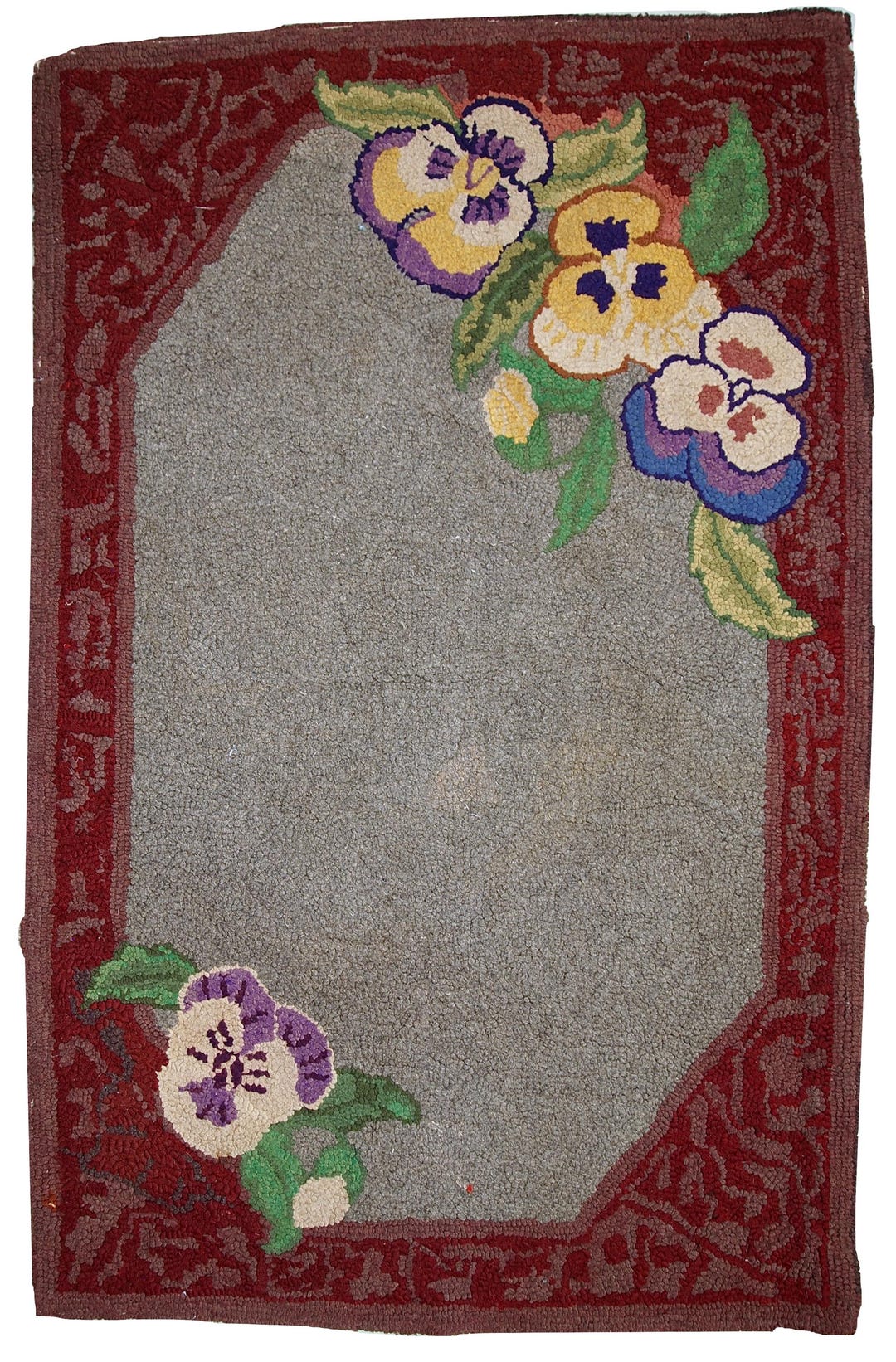 Antique American Hooked Rug 2x3.3 | 1920s All-over Geometric Design ...