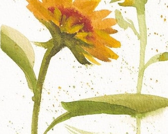 Original watercolor painting 4x6 inches- sun flowers