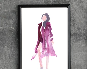 Kali, giclée print of original watercolor by Chance Lee, minimalist, wall art, gift, illustration