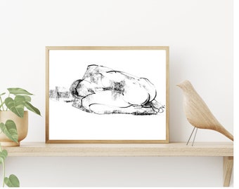 Gesture drawing 02, giclée print of original charcoal gesture study by Chance Lee, minimalist, wall art, gift, illustration