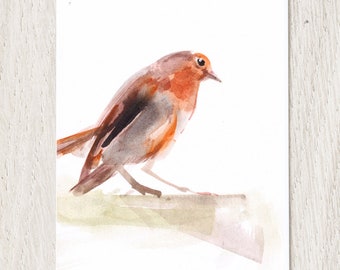 Robin, giclée print of original watercolor by Chance Lee, minimalist, wall art, gift, illustration