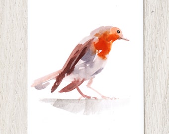 Robin, giclée print of original watercolor by Chance Lee, minimalist, wall art, gift, illustration