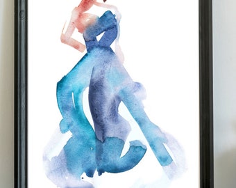 Cecilia, giclée print of original watercolor by Chance Lee, minimalist, wall art, gift, illustration