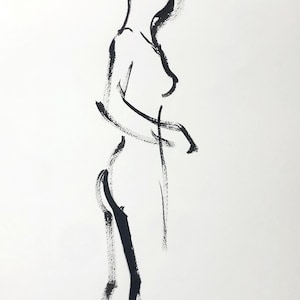 Ink Gesture Zeichnung 16 original Figur Geste Zeichnung/ Malerei 15 "x 21" Chance Lee