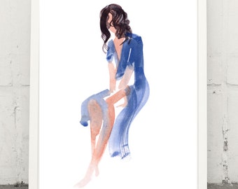 Sofia, giclée print of original watercolor by Chance Lee, minimalist, wall art, gift, illustration