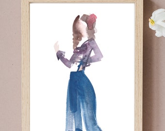 Ada, giclée print of original watercolor by Chance Lee, minimalist, wall art, gift, illustration