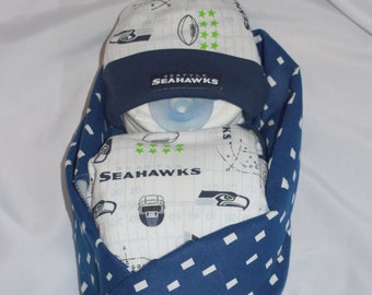 Neutral Diaper Cake Baby- NFL Seattle S eahawks Football Theme-AMAZING Baby Shower Gift-New Baby Gift