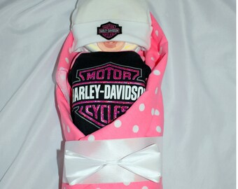 One Of A Kind Baby Girl H arley Davidson Diaper Cake Baby-Adorably Baby Gift