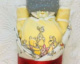SALE NEUTRAL-One of a Kind Winnie the Pooh Diaper Cake Baby-UNIQUE Baby Shower/New Baby Gift