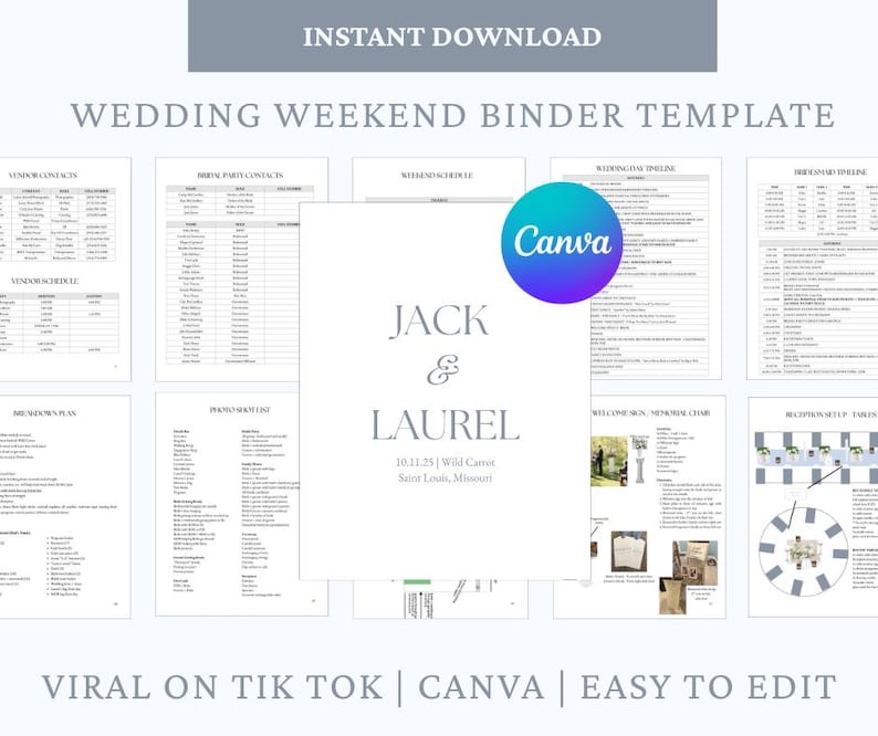 Wedding Binder Template | Canva (digital Download) - Etsy Canada